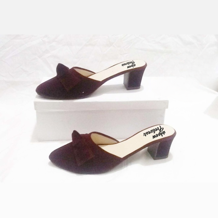 Stylish Women Heel Pump Shoes with Tie Knot