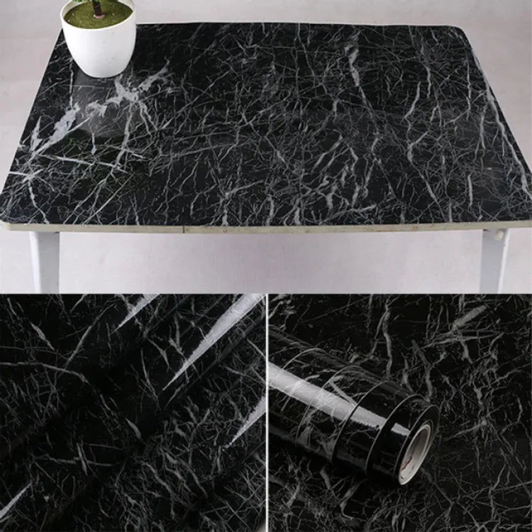 Self Adhesive Black Marble Wallpaper Sheet