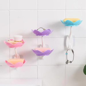 Wall Mounted Double Layer Lotus Flower Soap Holder