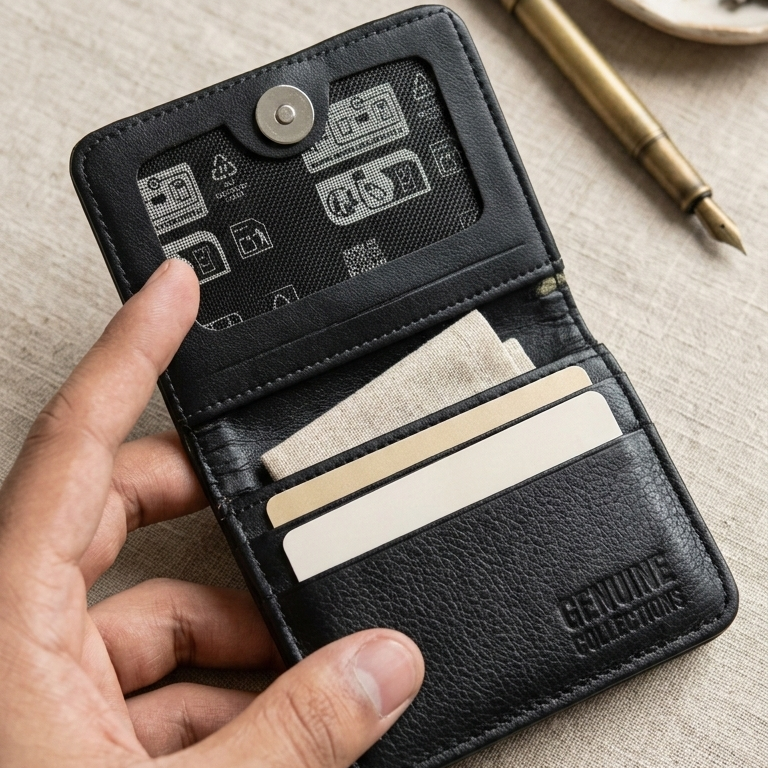 Premium Leather Button Wallet