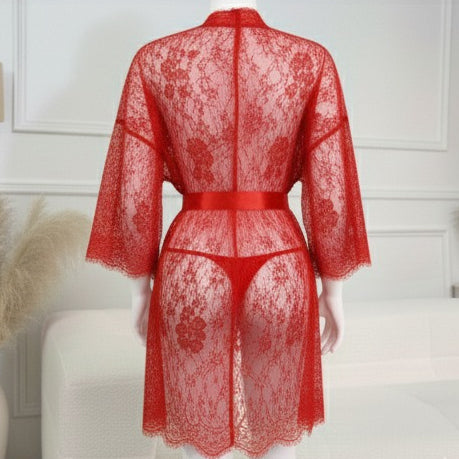 Piece Net Gown Set with Bra & Panty