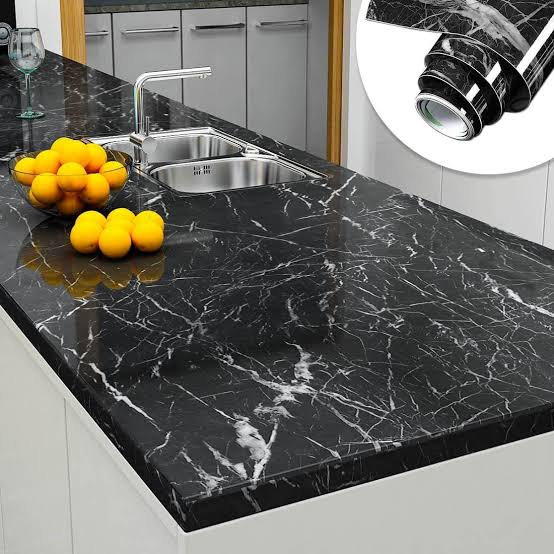 Self Adhesive Black Marble Wallpaper Sheet