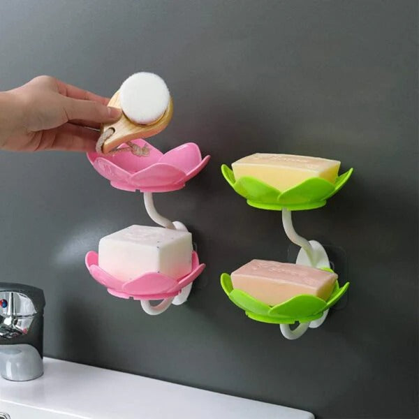 Wall Mounted Double Layer Lotus Flower Soap Holder