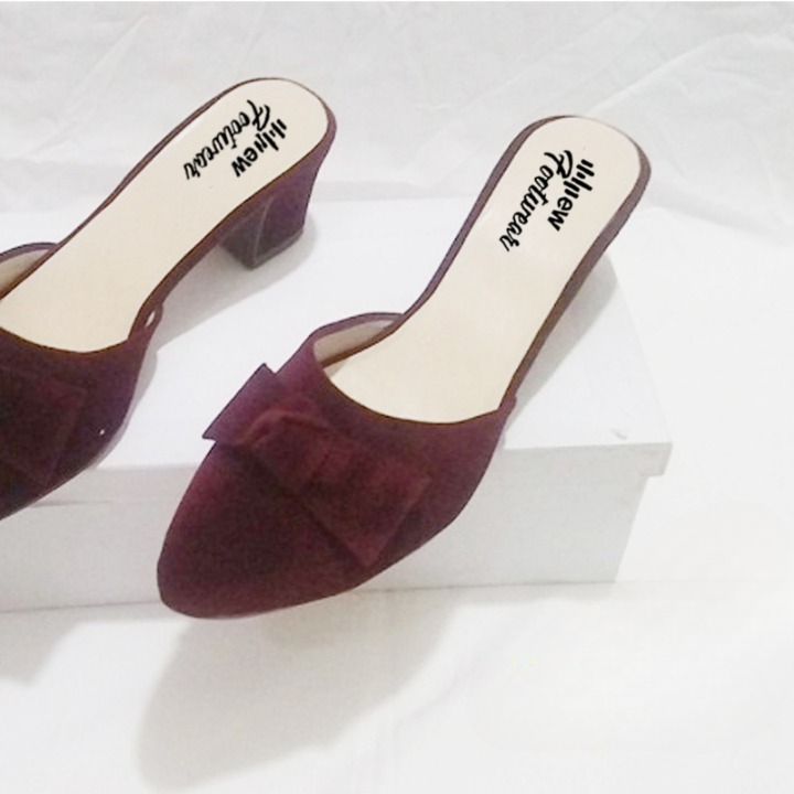 Stylish Women Heel Pump Shoes with Tie Knot