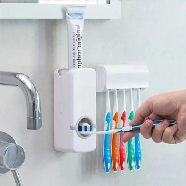 Automatic Toothpaste Dispenser with 5 Brush Holder