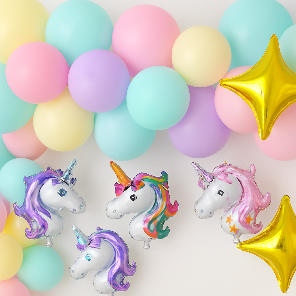 57 Pcs Pastel Unicorn Birthday Decoration Set